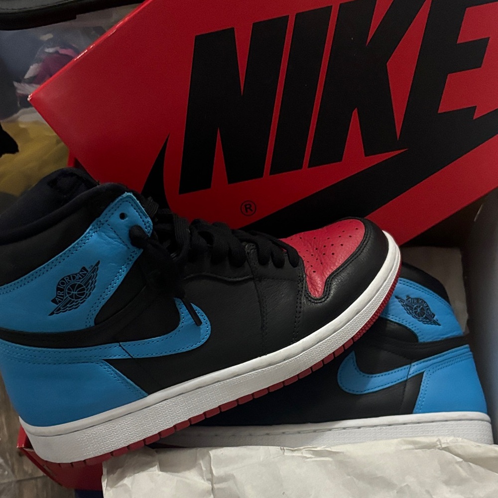 Nike Air Jordan Women's Black, Blue, and Red Sneakers
